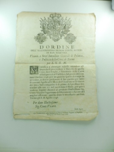 Ordine dell illustrissimo - d'ordine, dell'illustrissimo