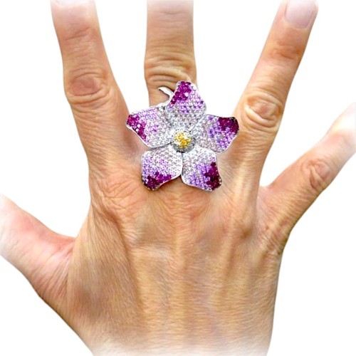 Anello fiore colore argento - fiore, in