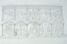 STAMPA ANTICA QUADRO ARTE PALEOCRISTIANA ARCHEOLOGIA CRISTIANI SARCOFAGO 