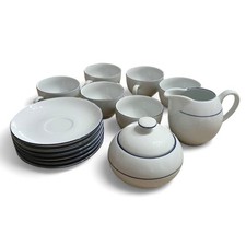 THUN servizio tè / caffè vintage bianco blu ceramica porcellana design art deco