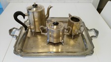 Set Vassoio in argento sheffield antico + teiera+lattiera+zuccheriera /stile 800