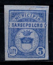 Sansepolcro - mai usato * MH 80% Italia Fiscale 5 Lire, Municipio