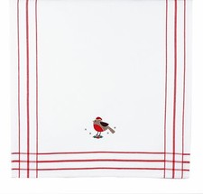 Festive Pettirosso Ricamato Natale Strofinaccio -70cm X 50cm