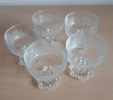 5 Coppette anni '70 in vetro decorato per macedonia/frutta/gelato