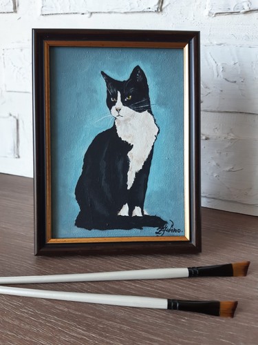Dipinto originale olio gatto