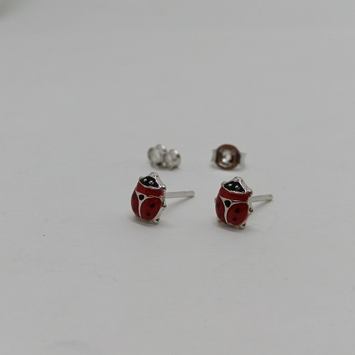 Orecchini bottone coccinella - bottone,