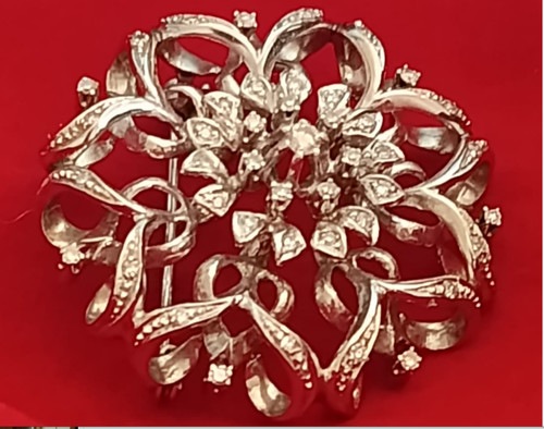 Spilla oro bianco - e, diamantini