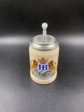Boccale bicchiere birra HOFBRAUHAUS Austria vintage coperchio in peltro