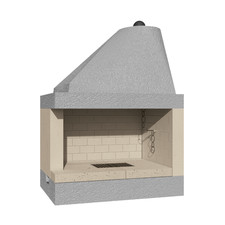 Camino a Legna Prefabbricato Focolare Refrattario Semiaperto A Sinistra QR100FSX