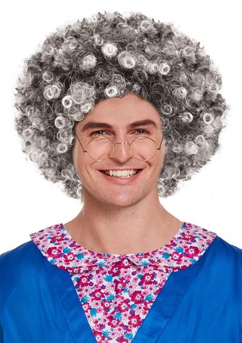 Parrucca afro grigia riccia