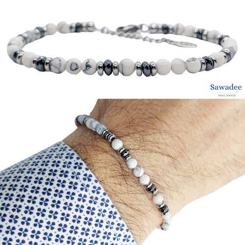 Bracciale uomo con pietre - bracciale,