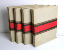 Lotto 4 Album Fotografici Vintage PORTAFOTO Copertina in Iuta/Canapa Red & Brown