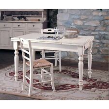 Tavolo in legno massello di pioppo allungabile arte povera bianco con sedie | W