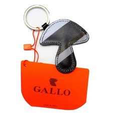 Portachiavi Gallo Unisex Fungo Rigato Nero - Panna in Pelle + Gancio