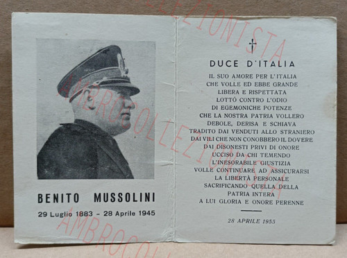 Santino decennale duce benito - santino,