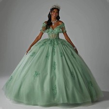 Abito da ballo di lusso abiti Quinceanera per ragazza glitter applicazioni spalle scoperte