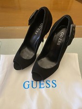 guess scarpe donna Décolleté Spuntate Camoscio Nera N. 35 Tacco 12 Plateau 1,5