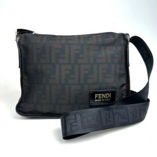 Borsa a tracolla FENDI FF Zucca Messenger 7VA220 nylon pelle marrone scuro nero