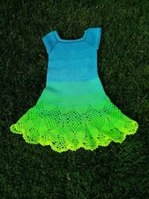 ABITO ESTIVO BAMBINA 5/6 ANNI, 100% COTONE FATTO A MANO ALL'UNCINETTO 