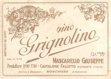 1192 "GRIGNOLINO/DOLCETTO - MASCARELLO GIUS. & FIGLIO CASTIGL. F." ETICH. ORIG.
