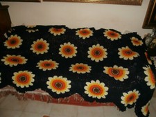 COPRILETTO DI LANA FATTO A MANO UNCINETTO LAVORO DELLA NONNA LETTO MATRIMONIALE