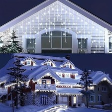 Rintea Luci Natale Esterno 10M 400 LED, Tenda Luminosa Impermeabile IP44 con Tim