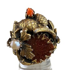 Anello Vintage Tono Oro Pietra