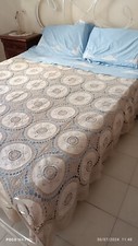 Coperta Copriletto Cotone Lino E Uncinetto Nuova Mai Usata Ecru Beige