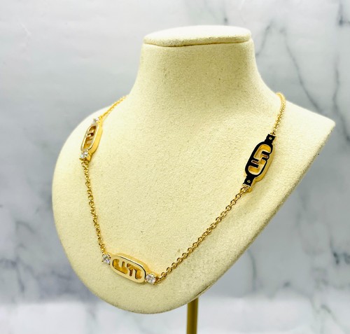 Collana monogramma strass