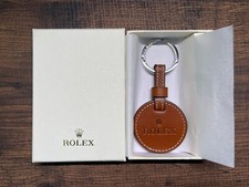 ROLEX RARO portachiavi novità pelle goffrata marrone logo corona portachiavi