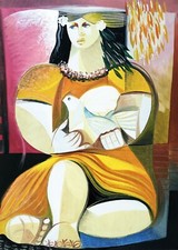 Vittorio Maria di Carlo DONNA CON COLOMBA serigrafia no schifano lodola dorazio