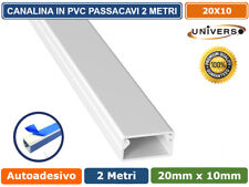 10 PEZZI CANALINA PASSACAVI CON BIADESIVO IN PVC BIANCO LUNGHEZZA 2 MT - 20X10MM