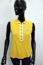 Moncler Polo Maglia Donna Taglia M Giallo T-Shirt Manica Corta Cotone Woman Logo