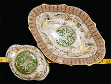 Ciotola e portagioie con coperchio in porcellana decorata vintage