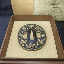 Antico Tsuba rame dorato leone