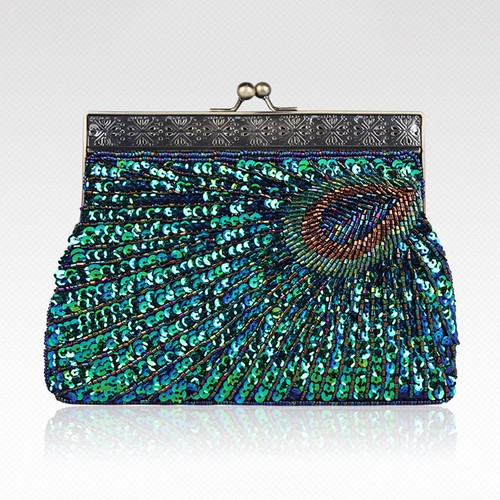 Borsa sera blu pavone - borsa,