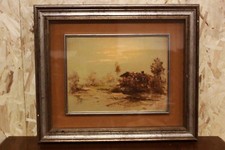 Dipinto / quadro olio su tavola raffigurante paesaggio pittore bresciano firmato