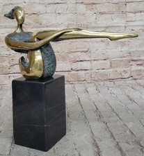 Moderno Art Bronzo Nude Firmato Mario Su Marble-Base Lost Cera Metodo Statua