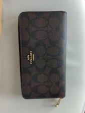 PORTAFOGLIO COACH MARRONE IN TELA SIGNATURE ORIGINALE