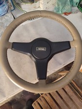 Your Rover Mini Cooper Steering Wheel Re-trimmed In Beige Leather Black stitch