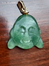PENDENTE VINTAGE CIONDOLO TESTA DI BUDDA SORRIDENTE GIADA O GIADEITE 