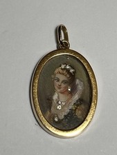 ANTICO CIONDOLO ORO 750 18kt MINIATURA DIAMANTI EPOCA METÀ NOVECENTO