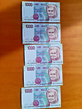 Banconote da Mille lire con serie consecutive (5 pezzi)