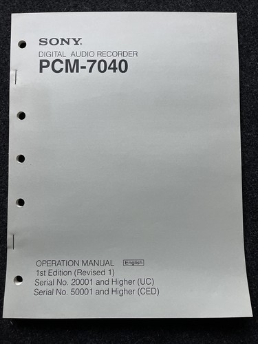 Sony pcm 7040 - sony, registratore