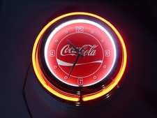 Insegna Coca-Cola 15" Rotonda Luce Neon Orologio Ghiaccio Freddo Coca Cola