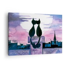 Quadro su Tela 70x50cm Gatti