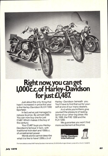 1976 advert harley davidson - advert, harley-davidson