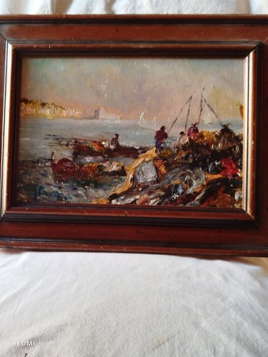Oil plywood signed - plywood,