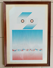 Alberto Biasi litografia firmata UN TIPO CON LA CINTURA 50x70 cm  1976 Gruppo N