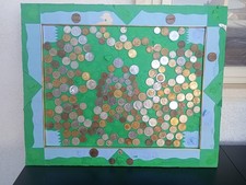 Quadro con Monete Miste Del Mondo Vintage 55 x 45 cm